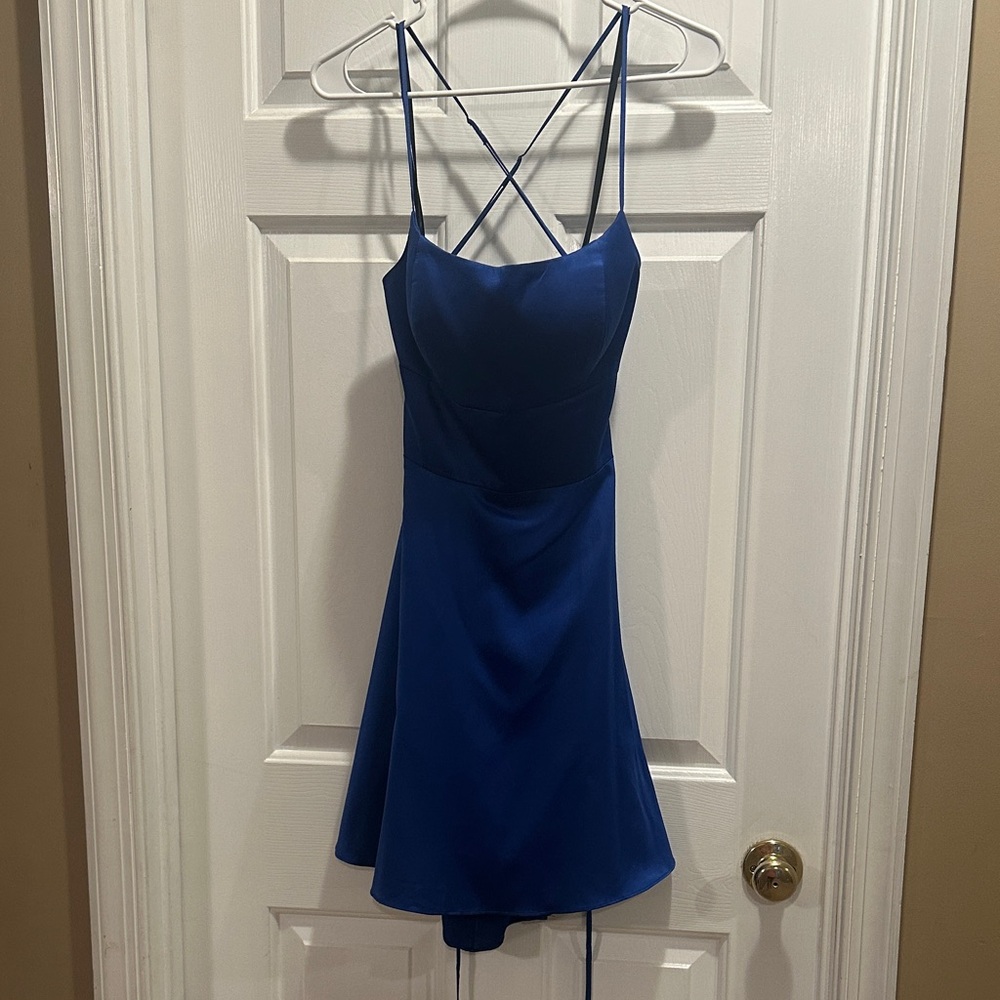Elegant Blue Spaghetti Strap Dress